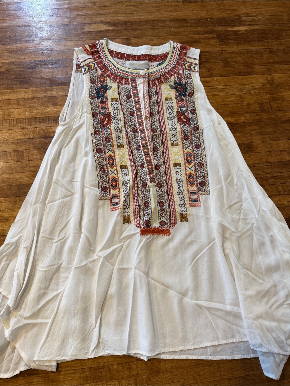JOHN MARK Embroidered Sleeveless Boho Tunic Size Small (o1)